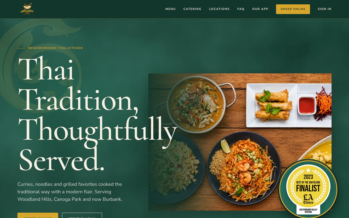 Anantra Thai’s own website on a laptop, captured September 2026.