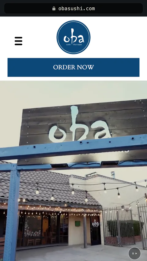 Oba Sushi’s own website on a phone, with its order button