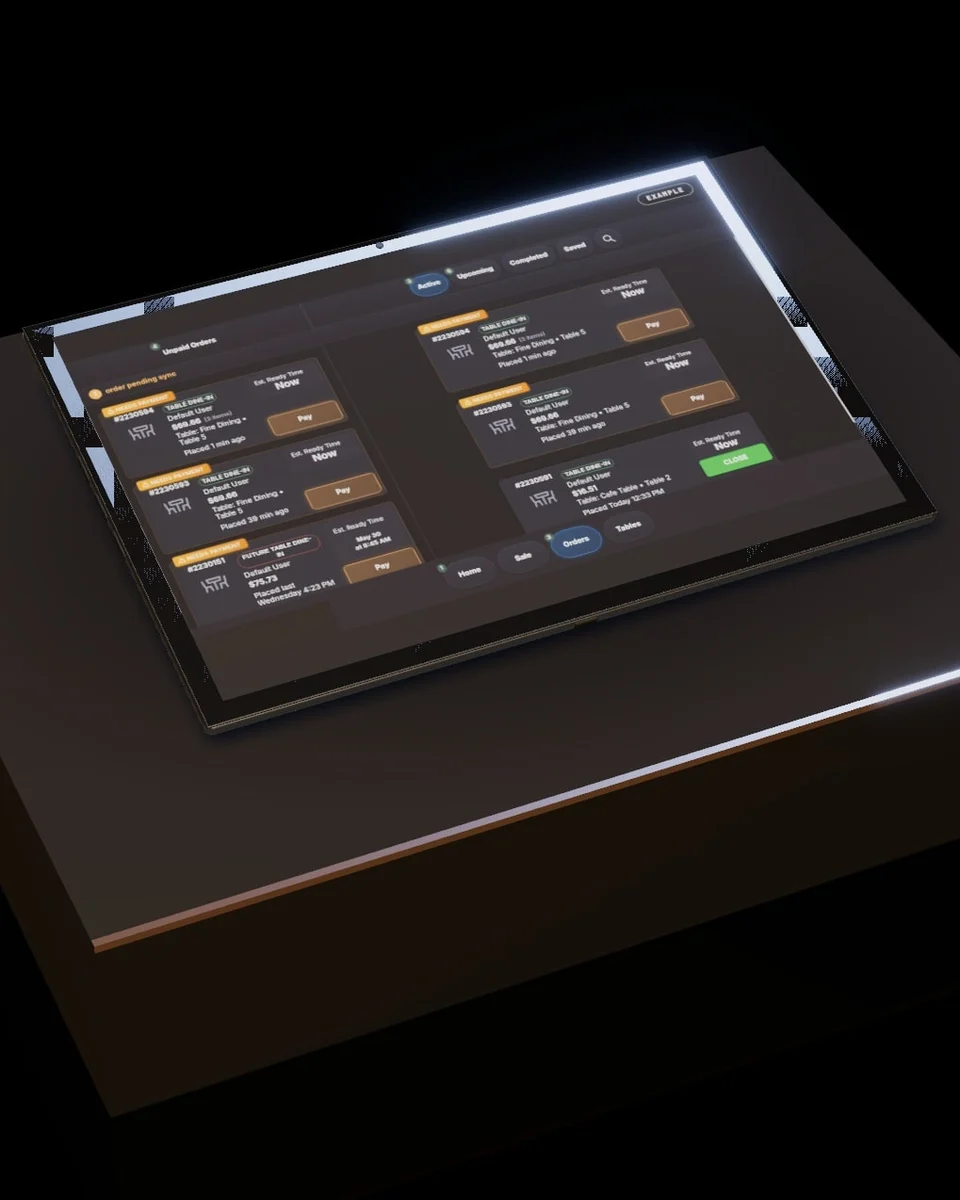 A Blizzfull tablet showing the order board, every order a ticket on one screen.